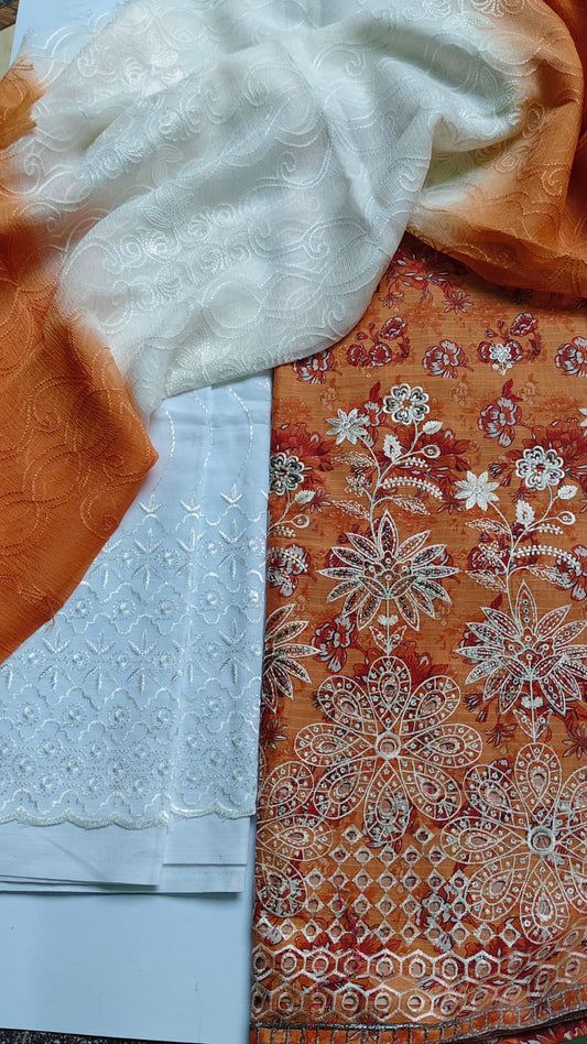 3 Piece Amber Chikankari Embroided Lawn