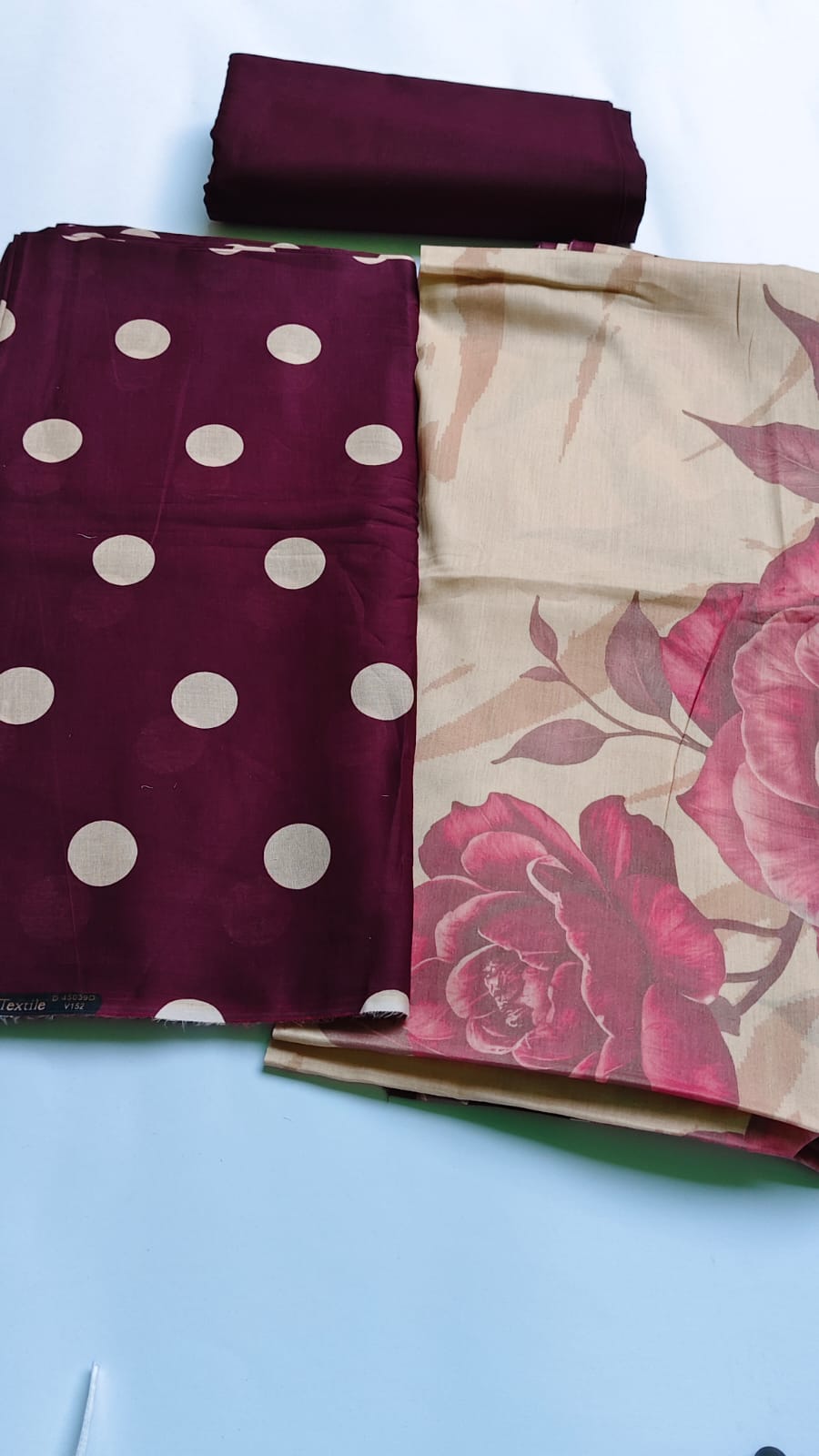 3 Piece Deep Maroon Lawn