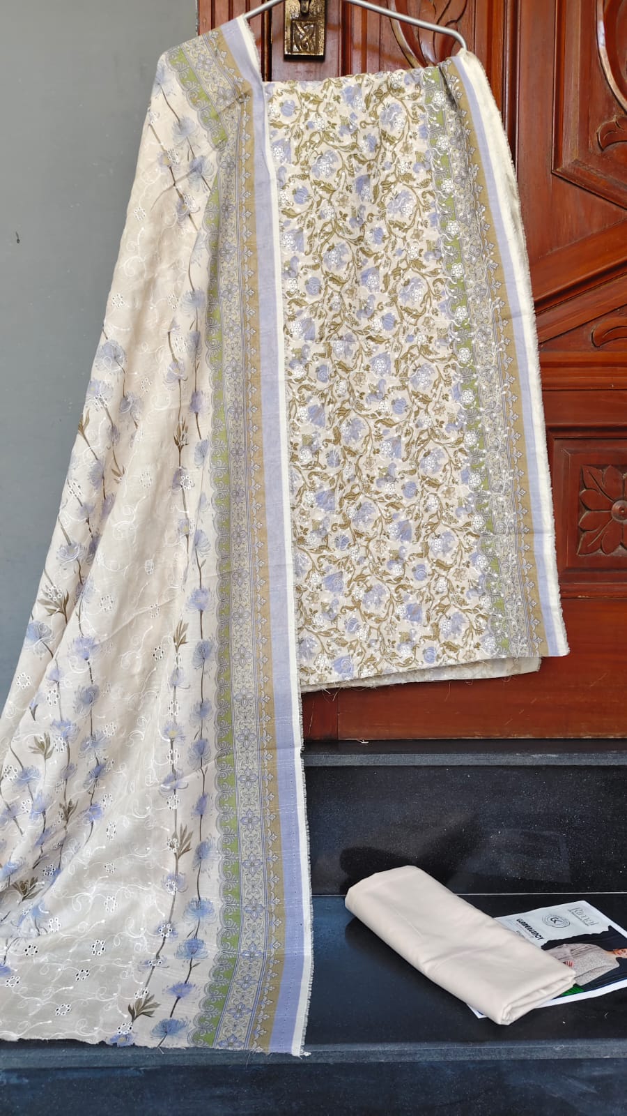 Beige Vanilla Schiffli Chikankari Lawn
