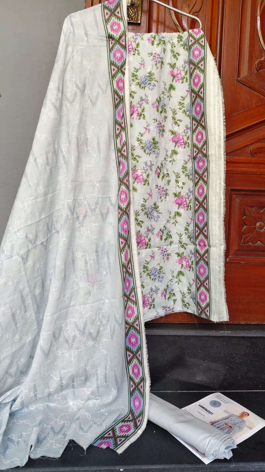 Cloud Blue Schiffli Chikankari Lawn
