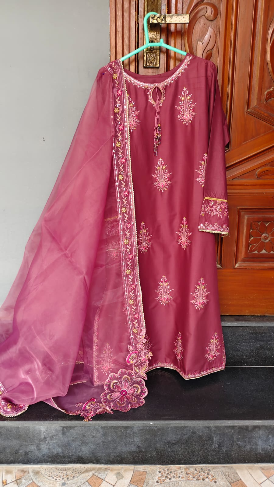 Lavender Embroidered Stitched Suit