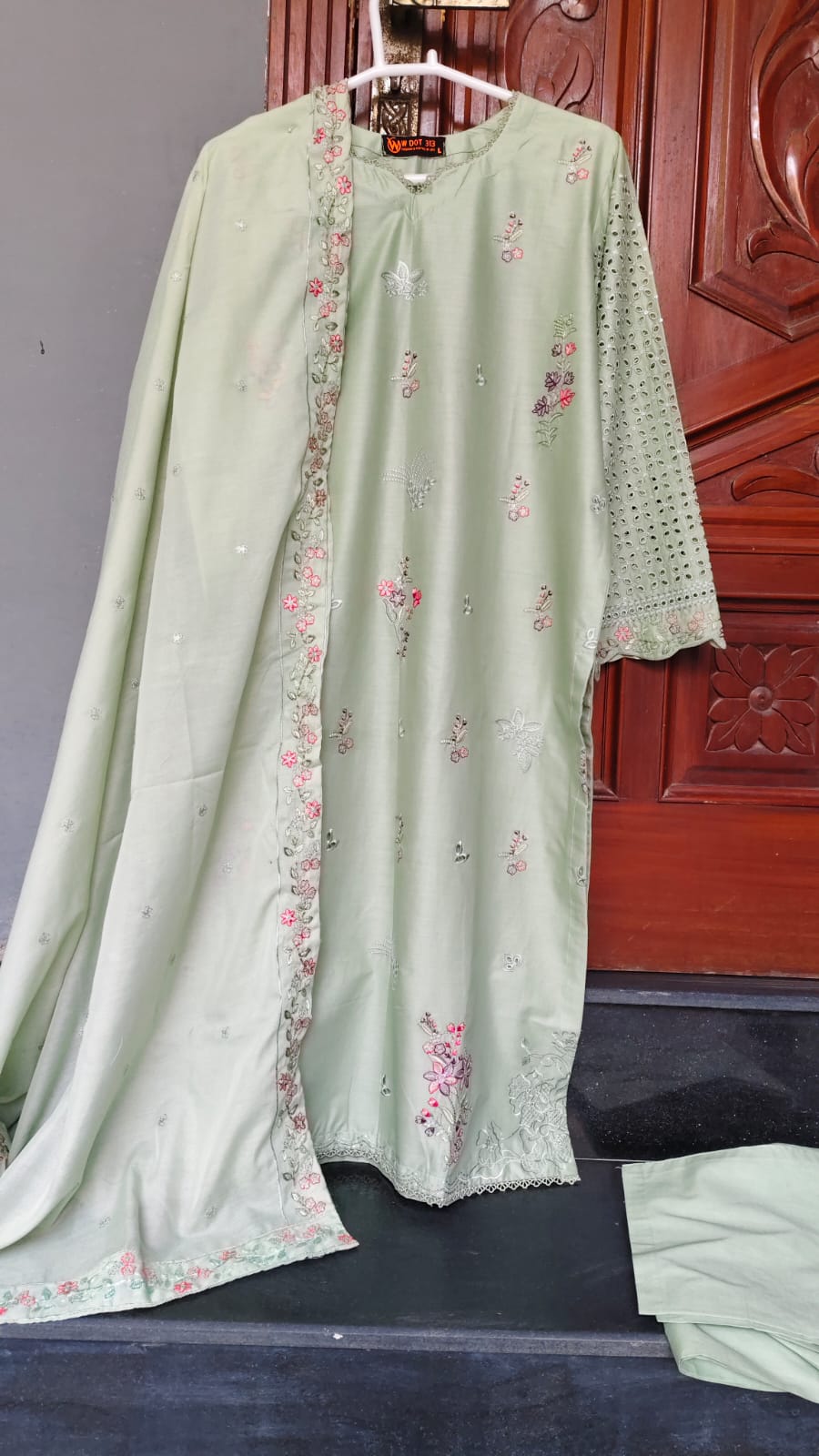 Pastel Pistachio Embroidered Stitched Suit